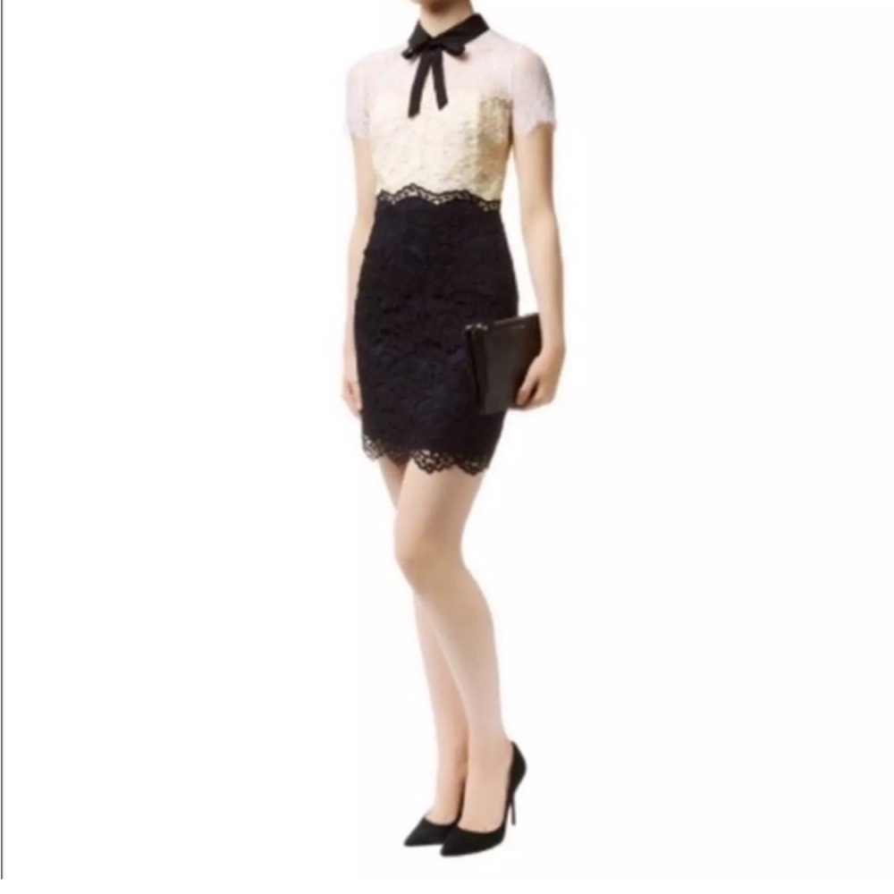 Sandro two tone lace pattern mini shirtdress